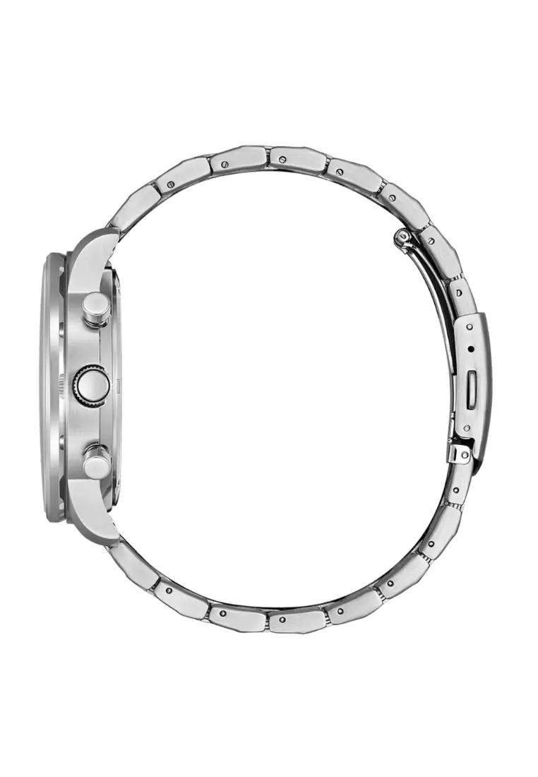 Citizen 西鉄城 Beginning Blue 系列時碼錶淺藍色錶盤不鏽鋼錶帶光动能簡約潮流休閑男士腕錶 CA4500-83M