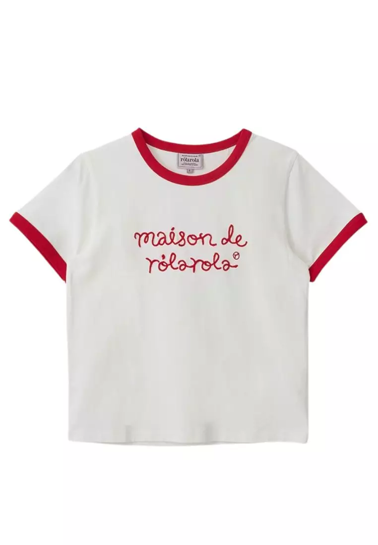 Maison De Rola Ringer T-Shirt White Red