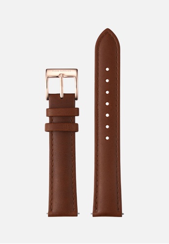 PLAIN SUPPLIES brown 18mm Stitched Leather Strap - Brown (Rose Gold Buckle) 7ACEAACCF172B3GS_1