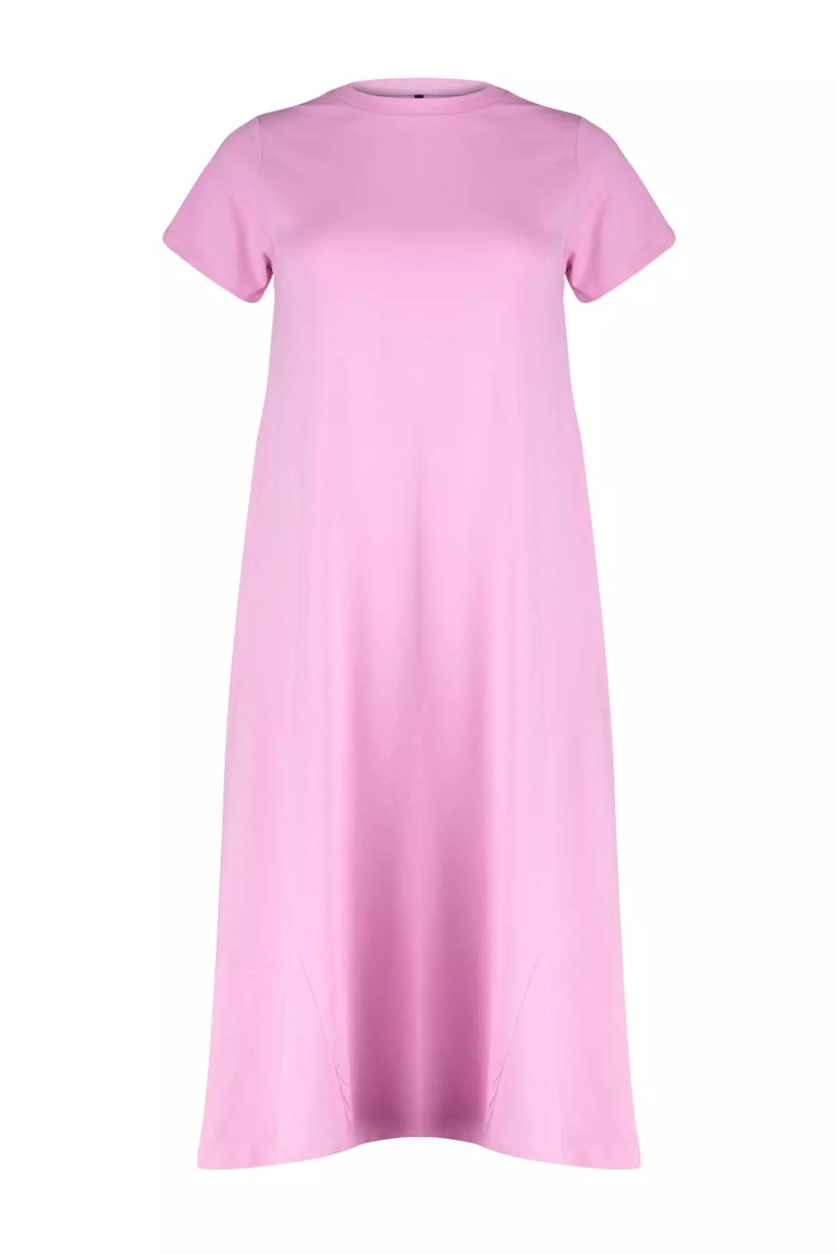 Pink Midi Knitted Dress Plain T Shirt Pocket