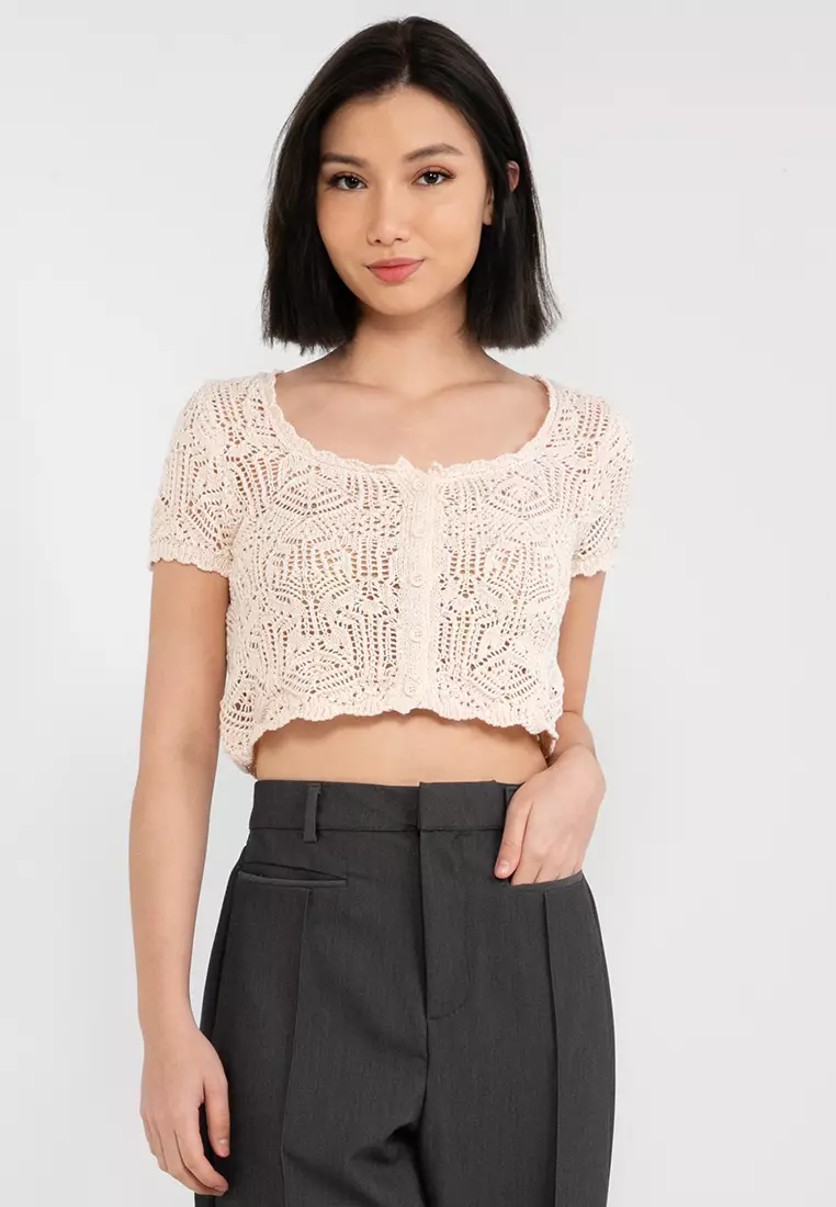 Lace outlet cropped cardigan