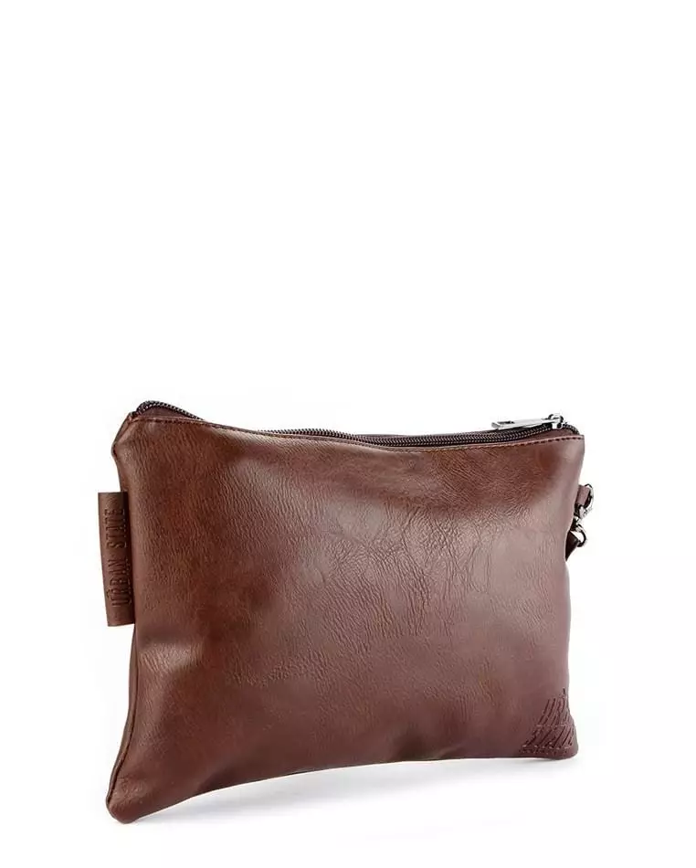Distressed Leather Pouch Clutch