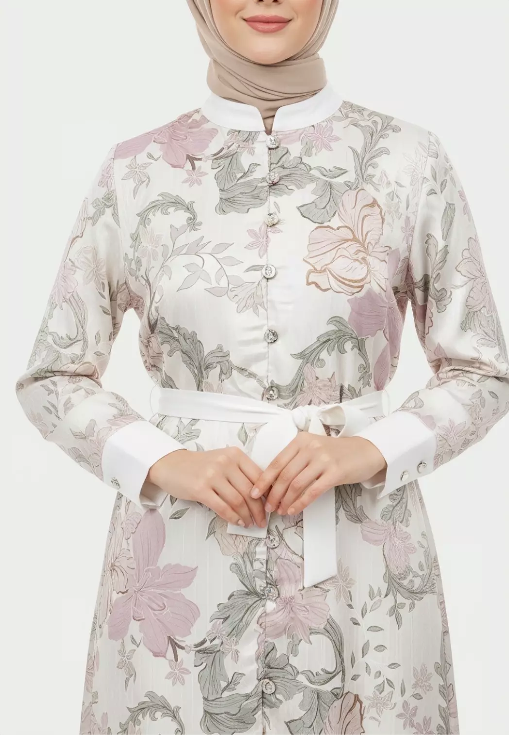 Floral Tunik With Zipper In Cream By Brilliant Girl Warna CREAM