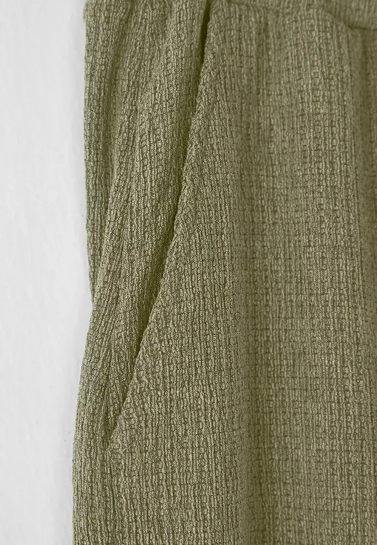 Mint Wide Leg Textured Open Leg Sweatpants TMNSS25EA00008