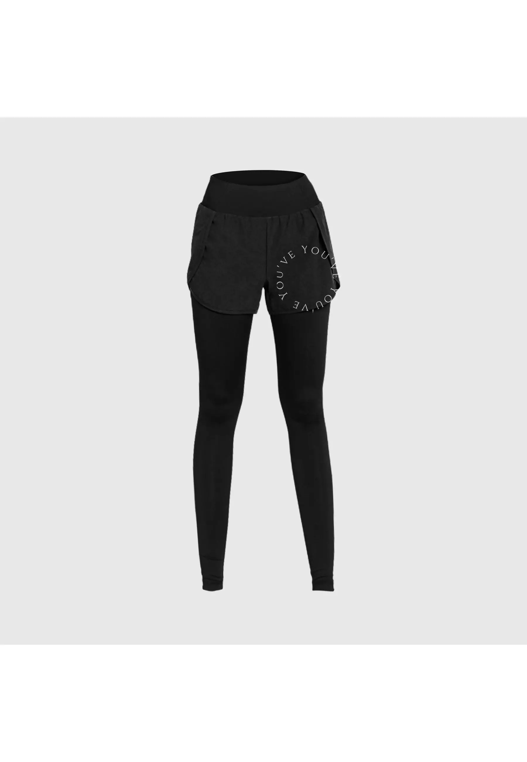 YouHave ( You’ve ) Celana Yoga Legging Celana Olahraga 2 in 1 Wanita High Waist Wanita Celana Hijab High Waist Polos Yoga Gym Tennis Running Sport Dua Lapis Y00012