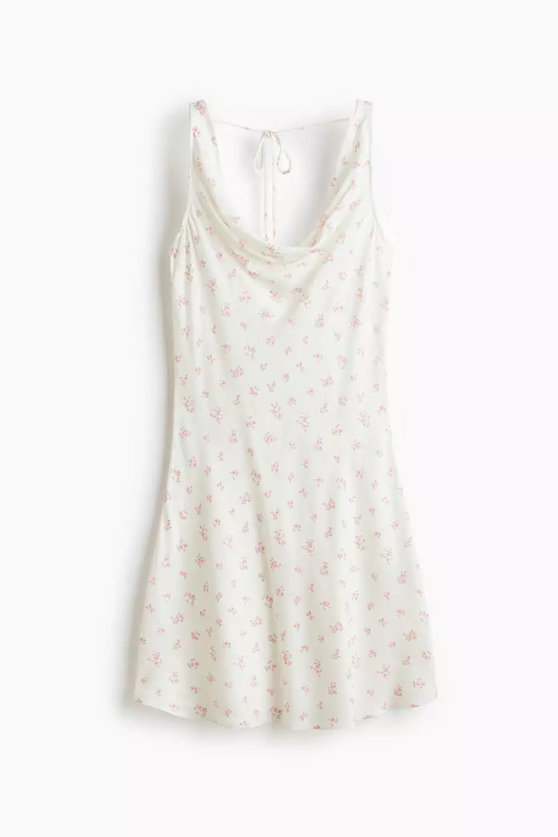 Cowl-neck satin dress