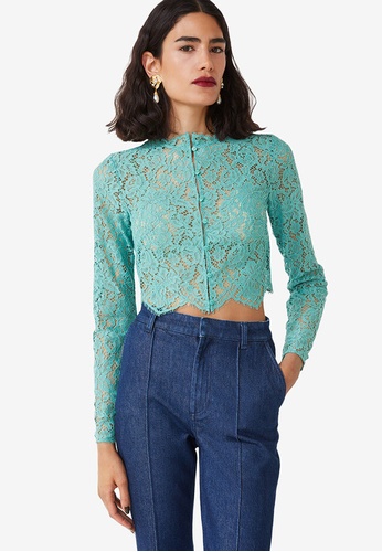 & Other Stories blue Cropped Lace Blouse 49C94AA2325133GS_1