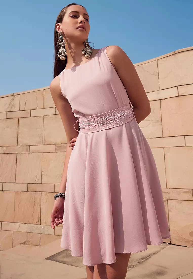 Buy FabAlley SIDDARTH TYTLER X FAballey Light Pink Skater Dress