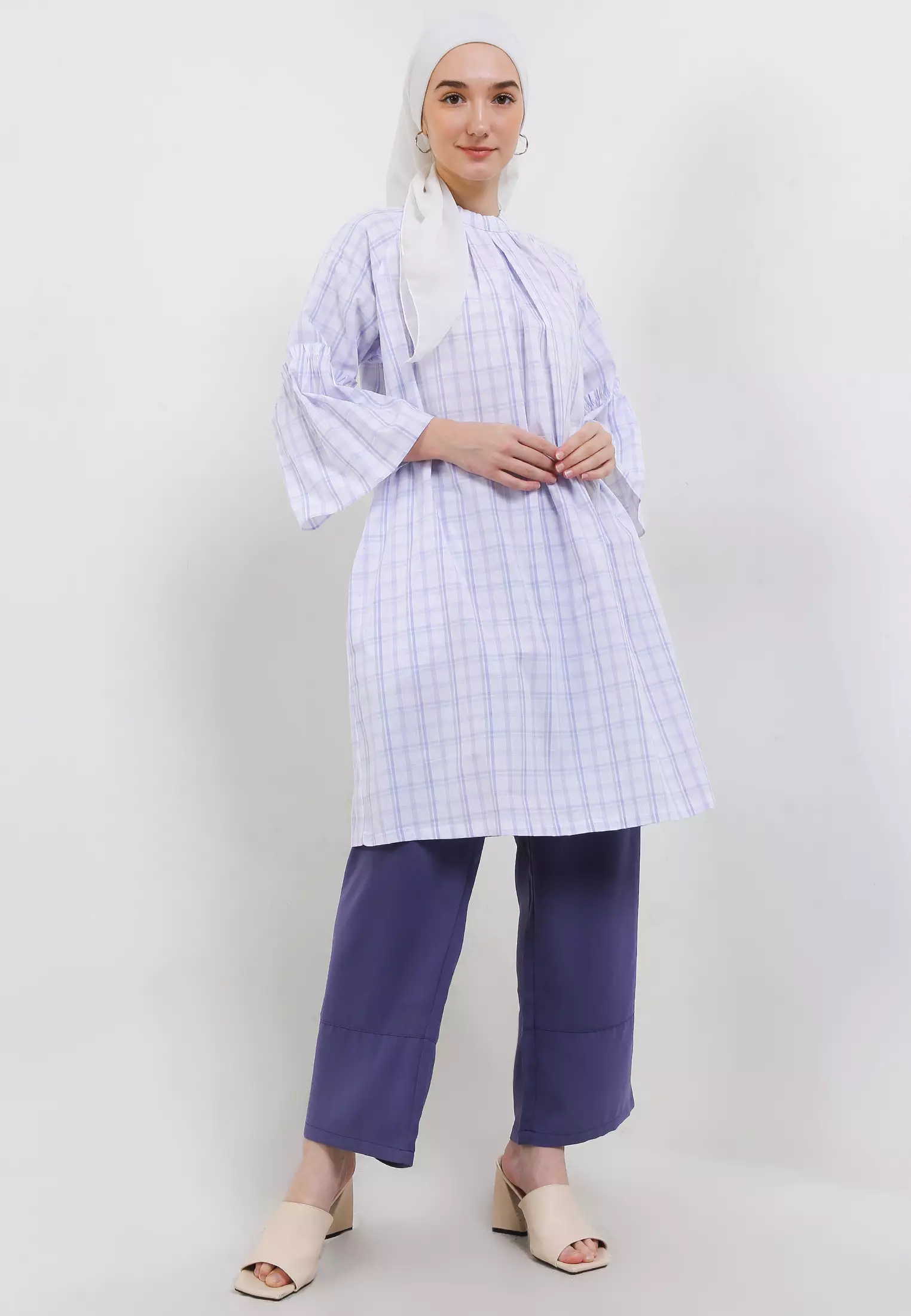 MFMW Hapsari Tunik Lilac Motif Kotak