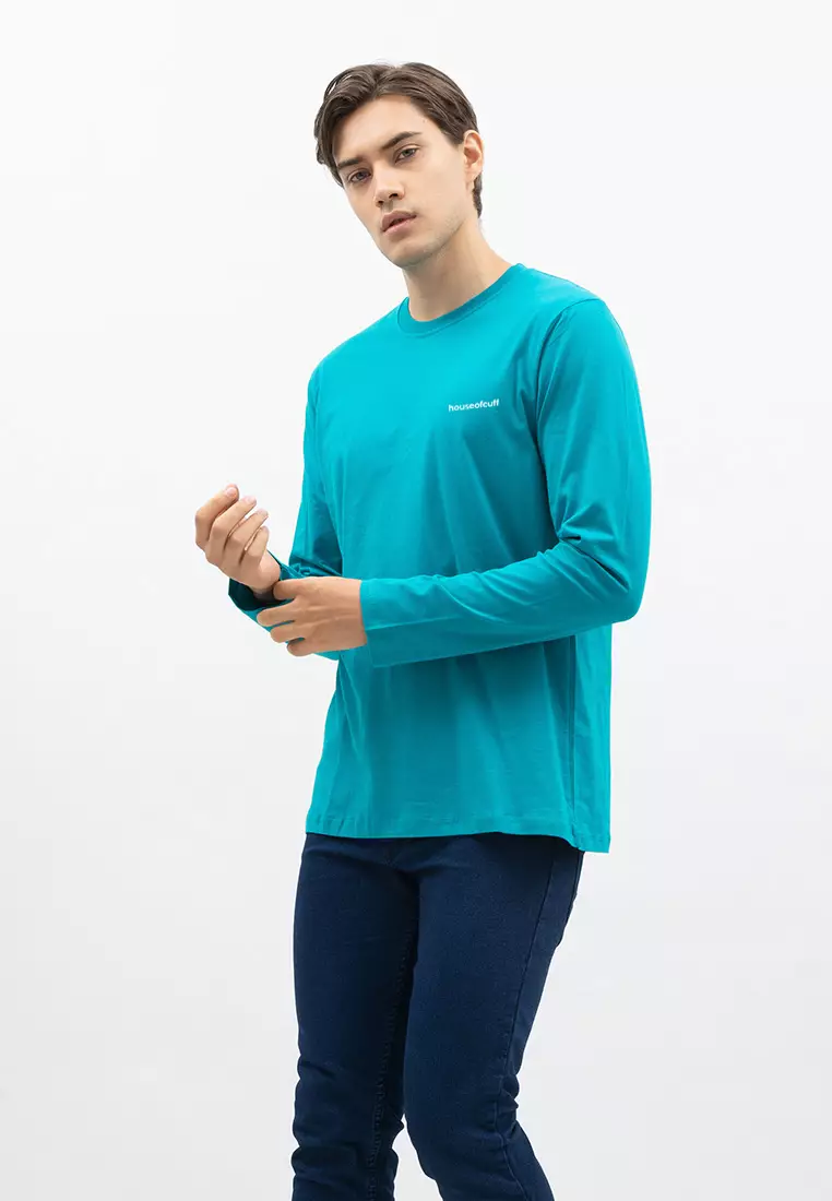 Houseofcuff Kaos Cotton Combed Lengan Panjang Pria Turquoise