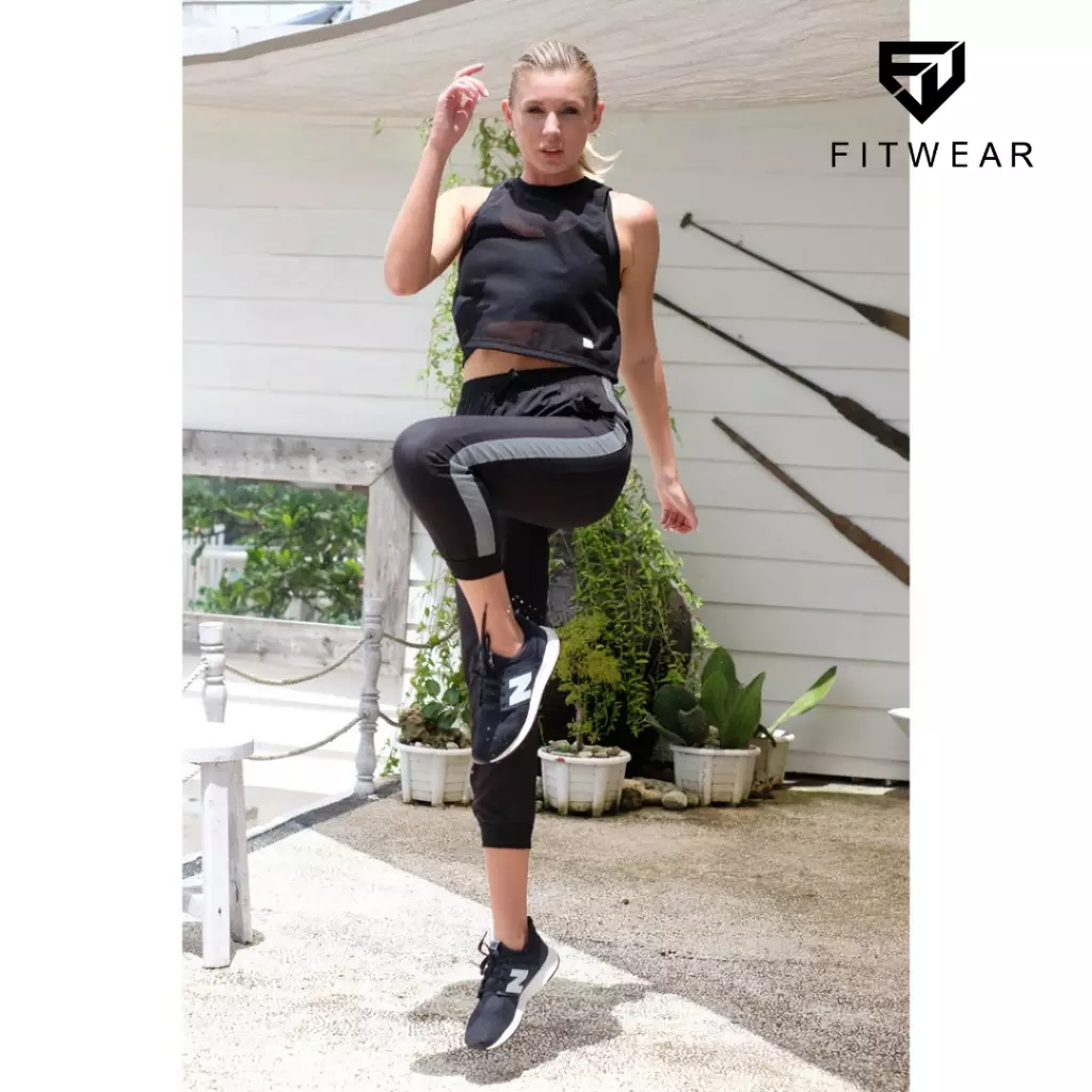 Fitwear - Jogger Olahraga Wanita FARA SIDE FLASH - Black