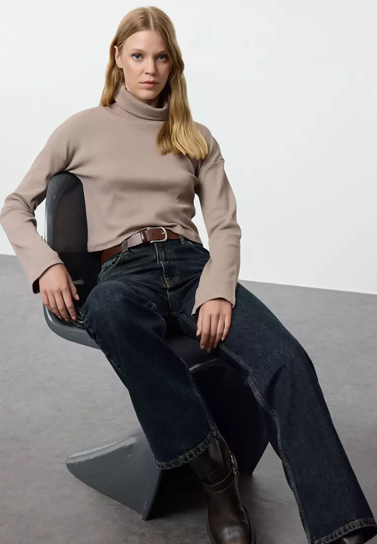 Turtleneck Rib Crop Top