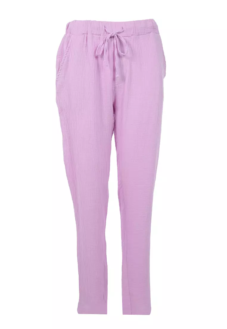 Purple linen clearance pants