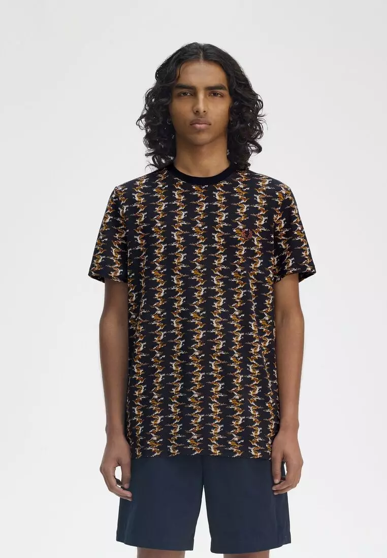 Buy Fred Perry Fred Perry M9863 ABSTRACT PRINT PIQUE T-SHIRT
