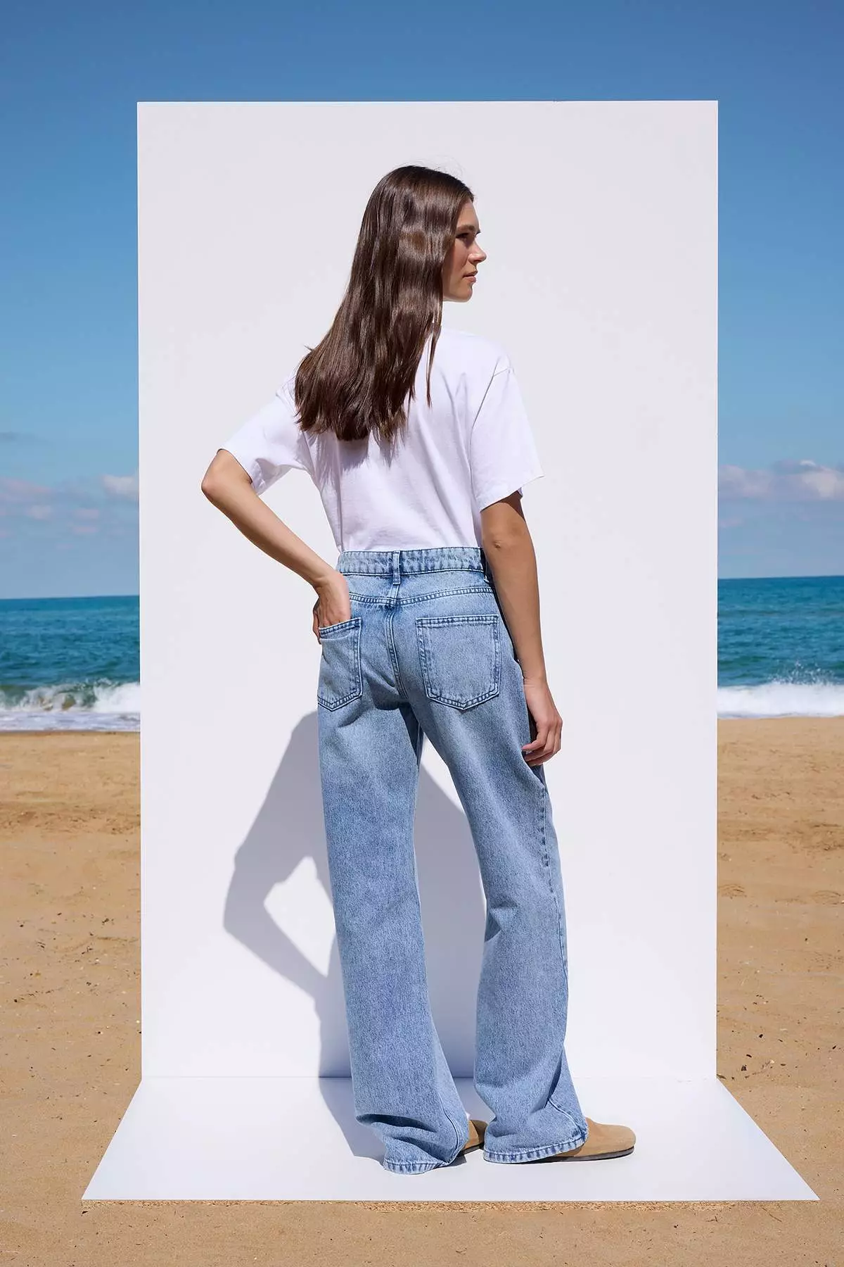 Blue More Sustainable Normal Waist Wide Leg Palazzo Jeans