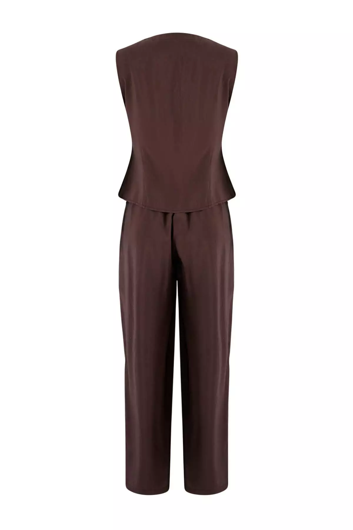 Brown Modal Look Blouse Pants Woven Bottom - Top Set Twoss26Au00086