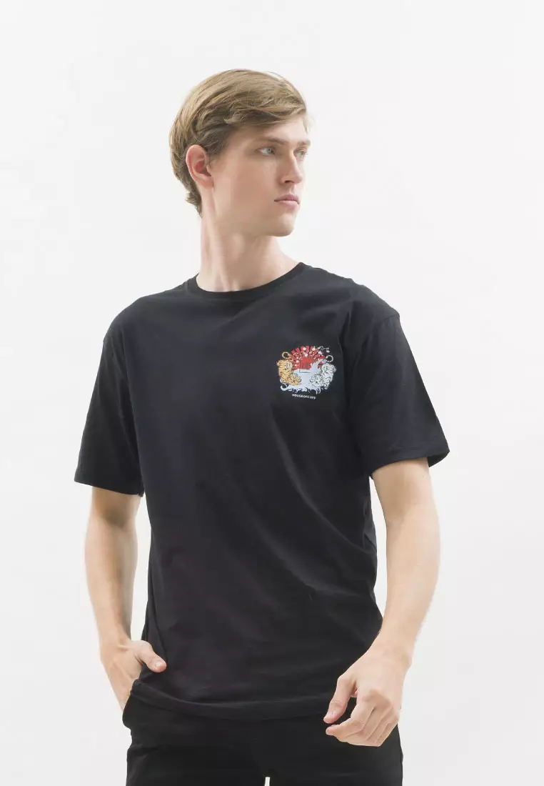 Kaos hitam tshirt polos houseofcuff motif White Tiger READY HINGGA 4XL