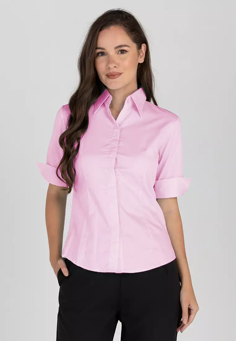 Diana 3/4 Sleeve Pinstripe Button Down Office Blouse