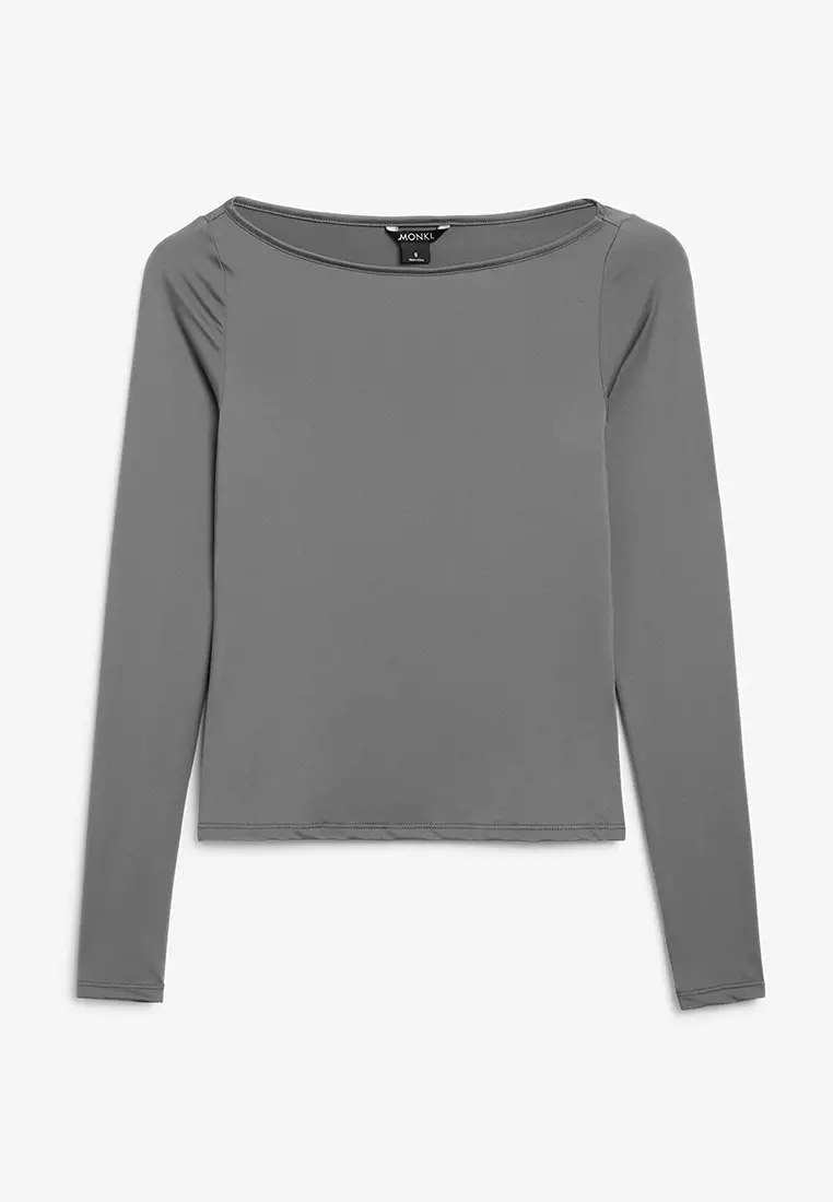 Buy Monki Long Sleeve Boat Neck Top 2024 Online Zalora 