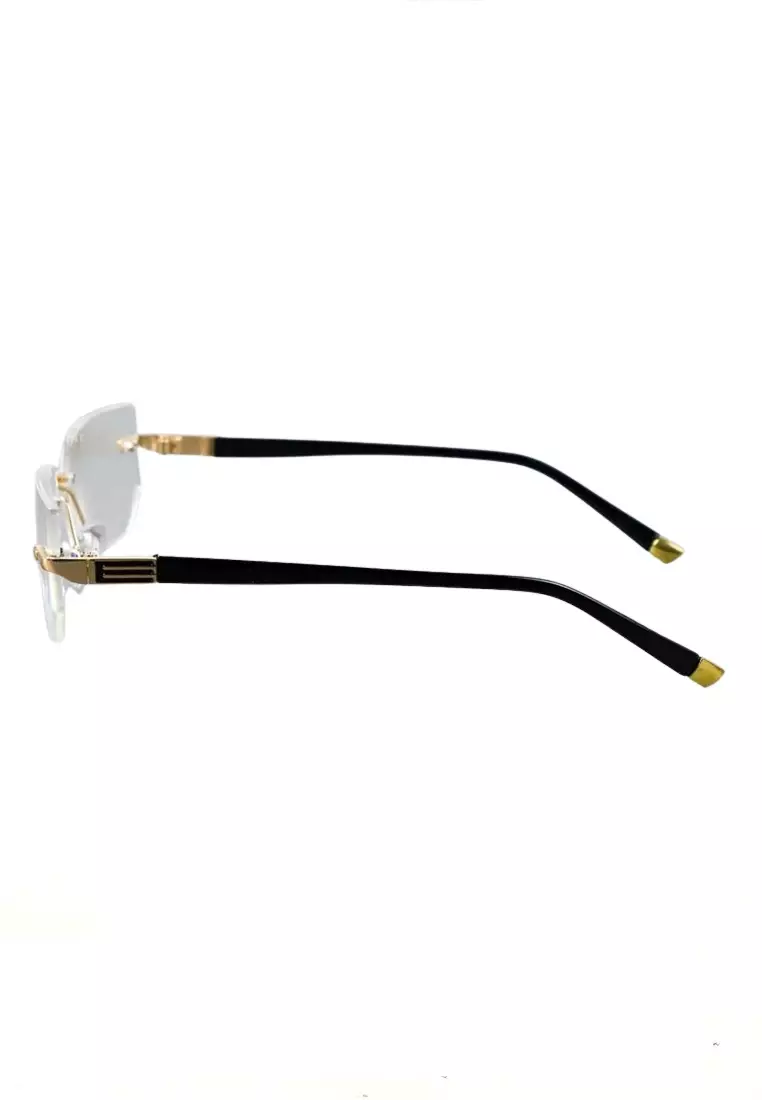 Zafa Kacamata Baca Unisex Frameless Mata Tua Rabun Dekat Anti-Blue Light Material Metal PC ORIGINAL - Black Gold