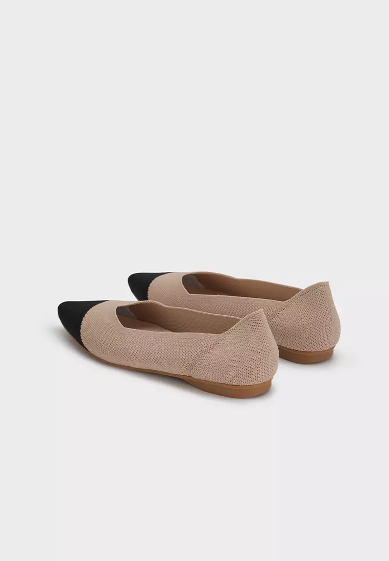 DUO TONE FLY KNIT FLAT BALLERINA飞织拼色平底芭蕾鞋
