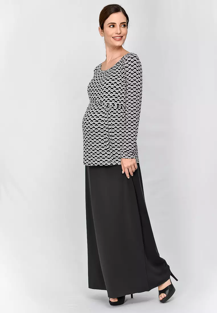 Black Full Panel Maternity Maxi Skirt