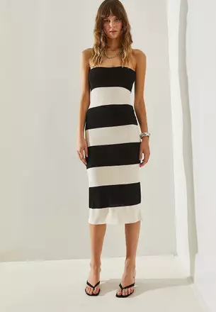knee length dresses for ladies MARCELA Puff Sleeve Semi Sweetheart Midi Dress with Slit and Ruffle He –  Zoo Label