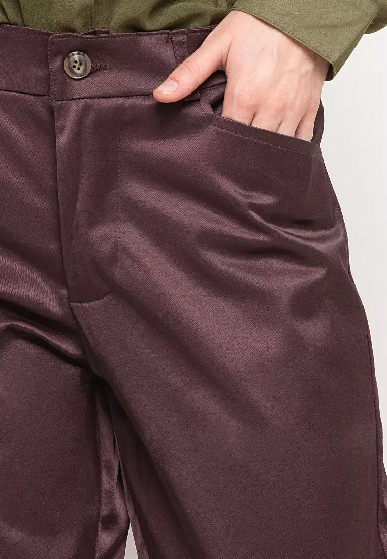 Jane Celana Kerja Trousers Motif Solid Bawahan Wanita Regular Fit - Coktu