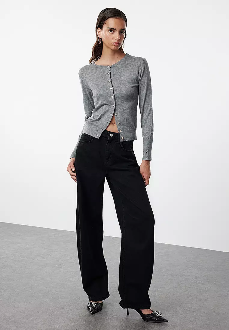 Black High Waist Barrel Baggy Jeans