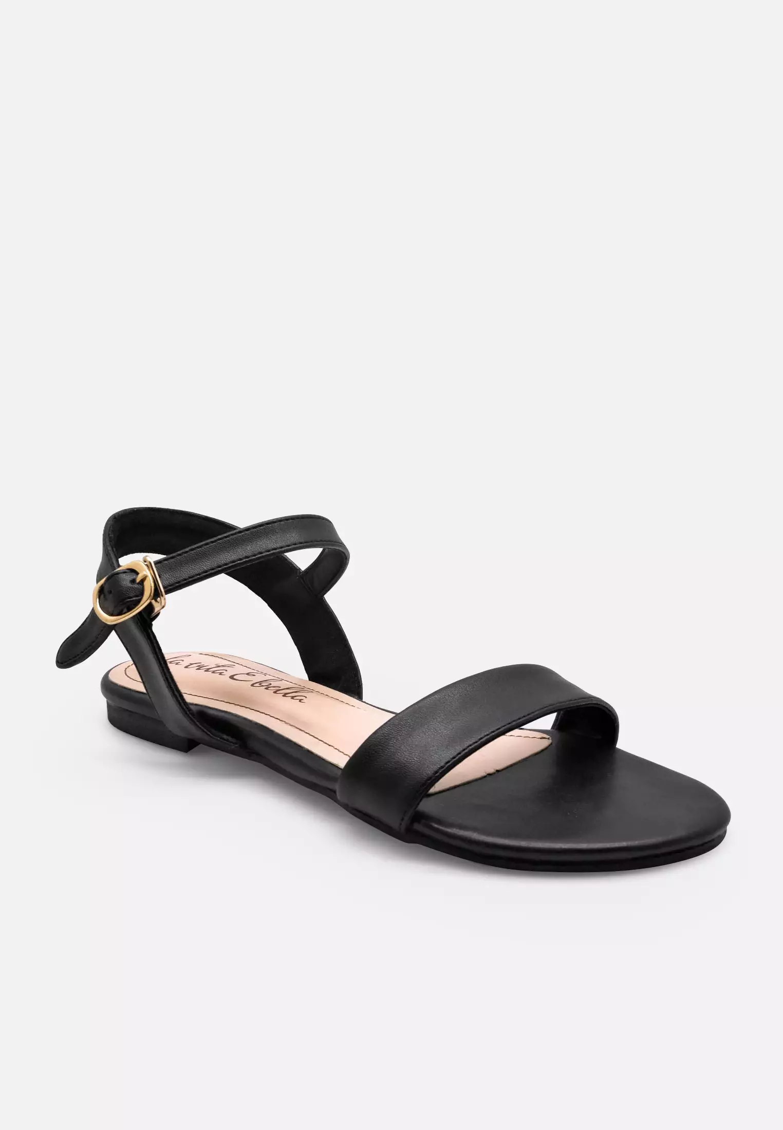 Lucy Ankle Strap Sandal Flat Wanita Vegan Leather
