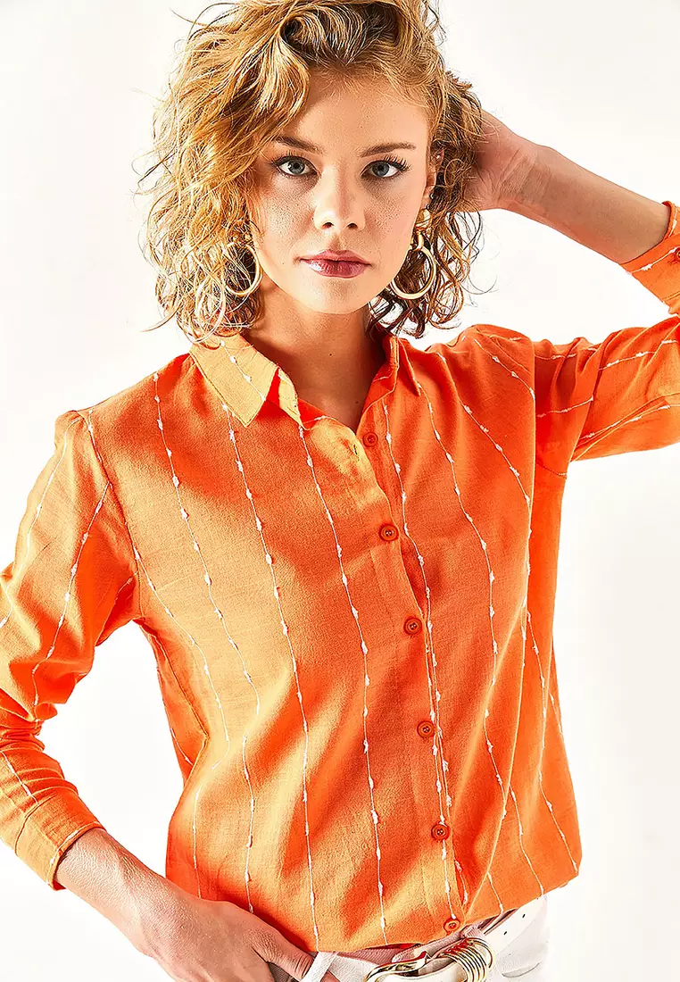 Stitch Detail Linen Shirt