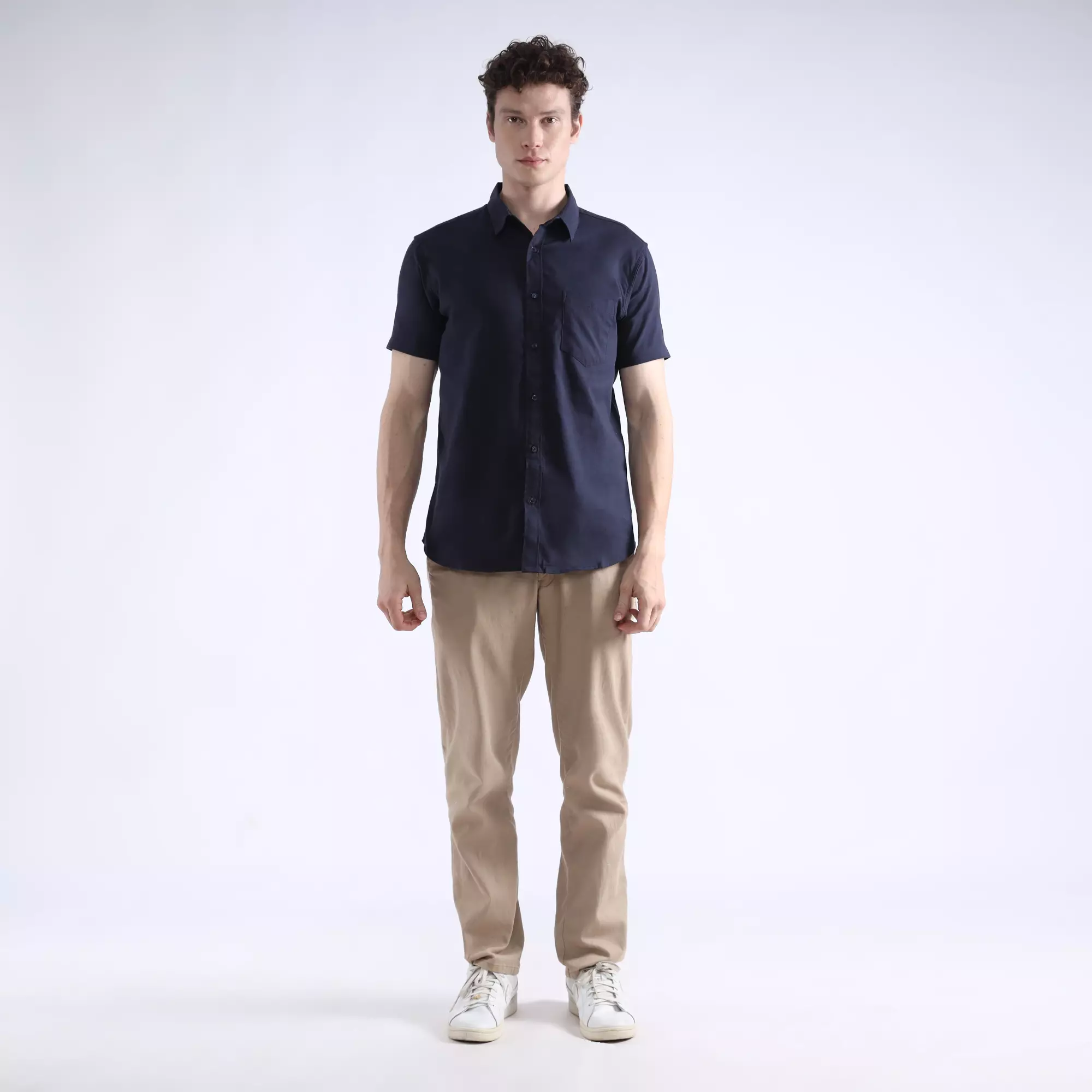 LARUSSO - Kemeja Pria Rami Nael Pendek - Navy