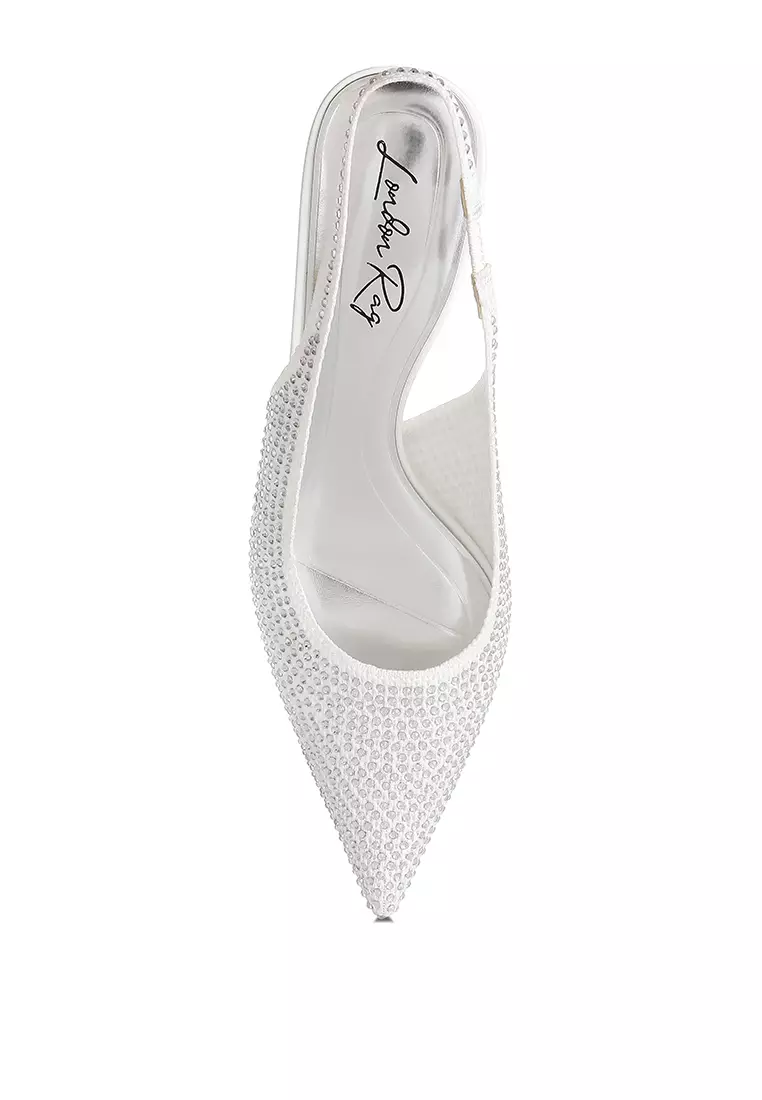 Flyknit Rhinestone Slingback Sandals in White
