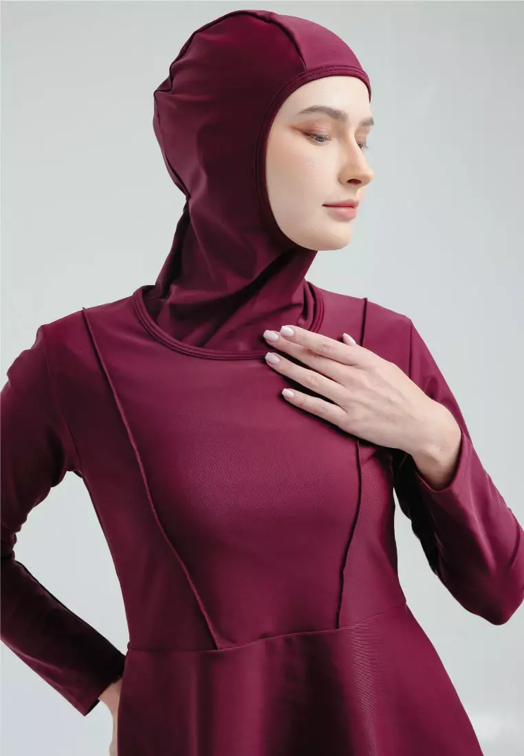 Layla Burqini Two Pieces Women, Baju Renang Muslim Wanita - Maroon