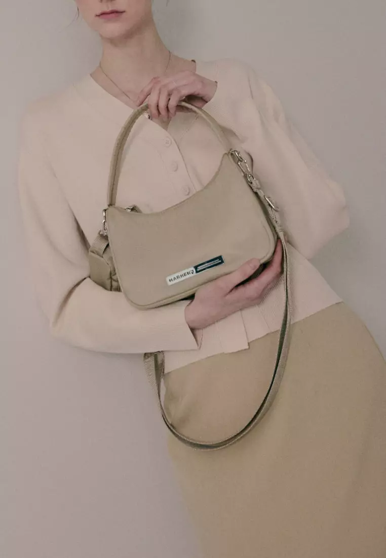 CELINA Nylon Crossbody Bag Beige