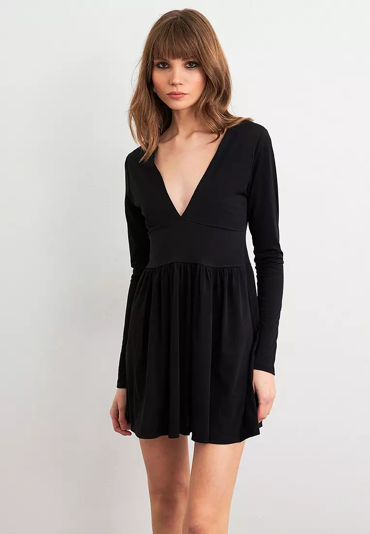 V Neck Mini Dress