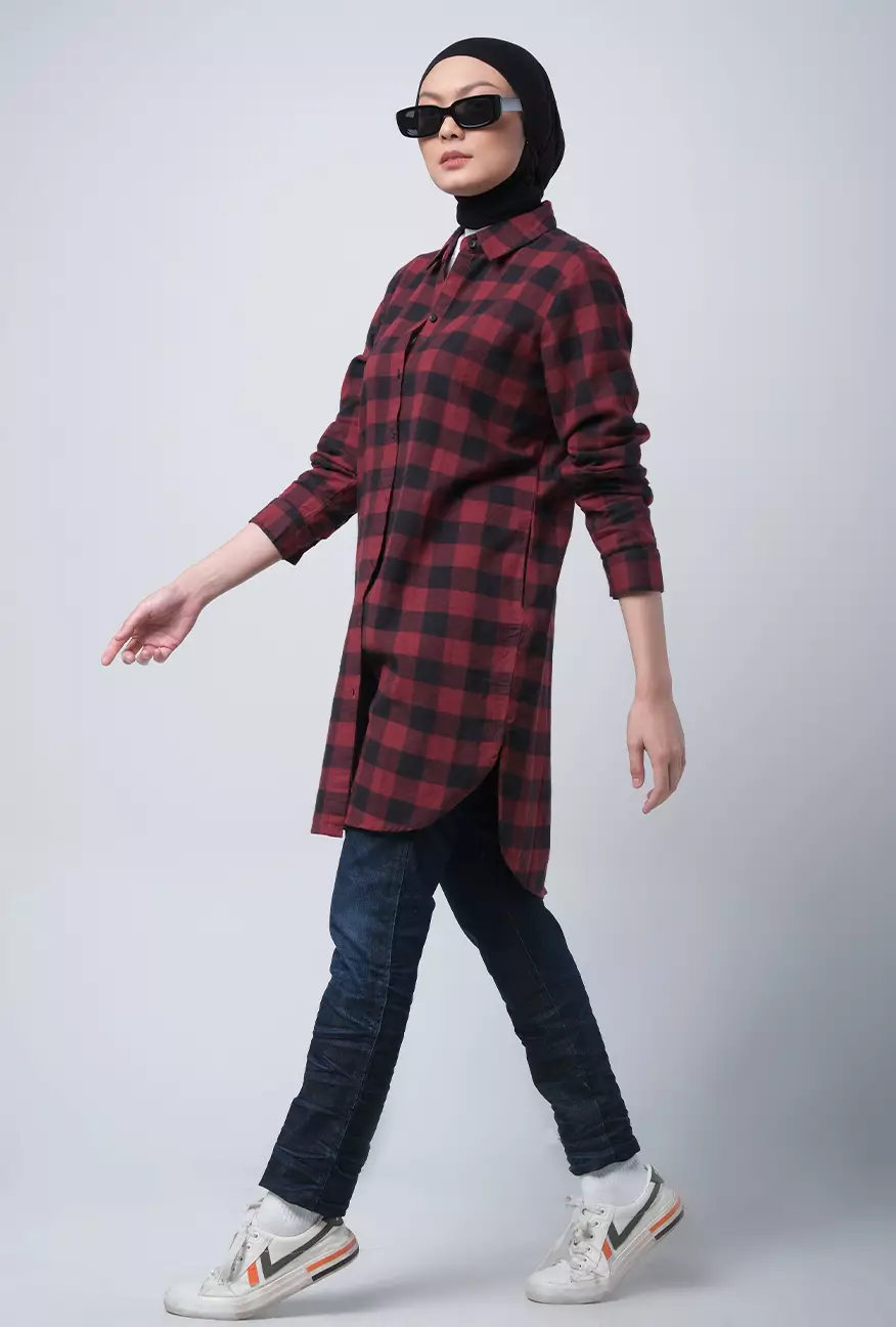 Kemeja Wanita Zelda Red Black