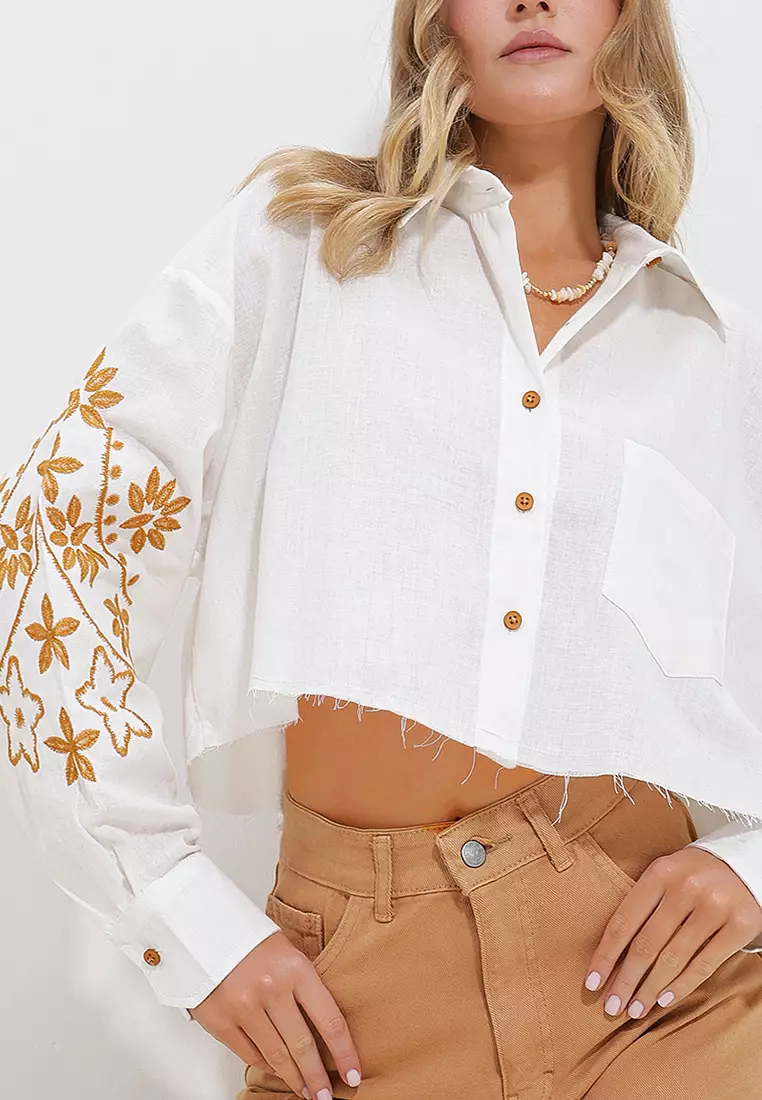 Embroidery Crop Shirt