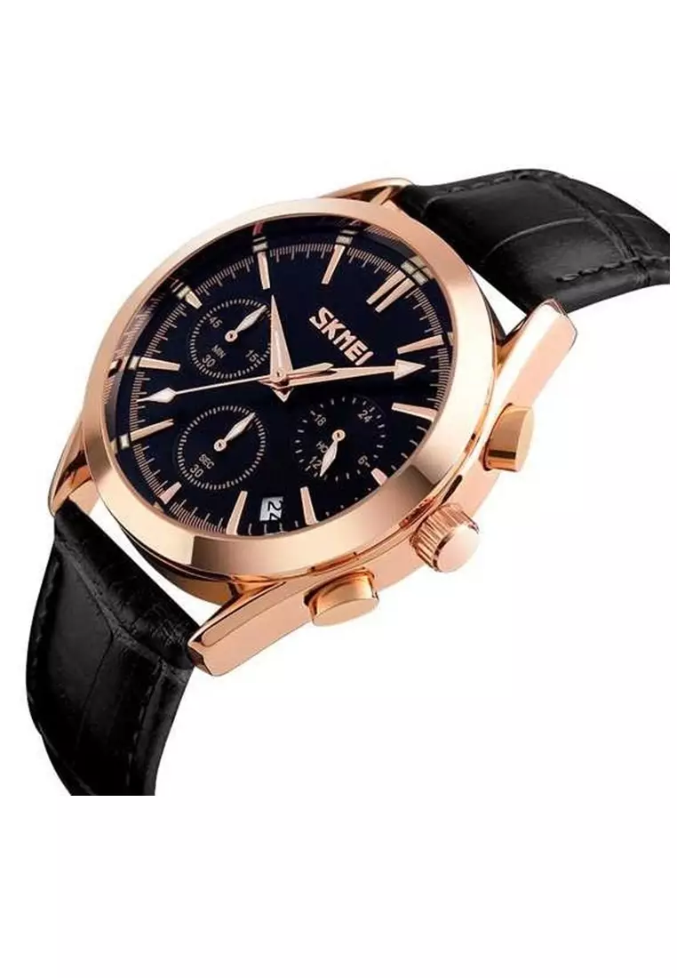 Jam Tangan Casual Analog Pria Waterproof 30m Strap Tali Material PU Leather MD77 ORIGINAL