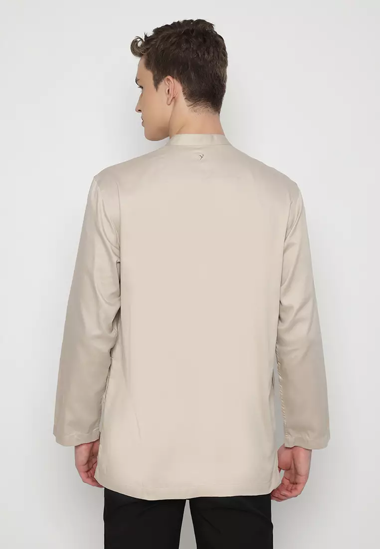 JOBB Hamza Baju Koko Pria Lengan Panjang Regular Fit Beige