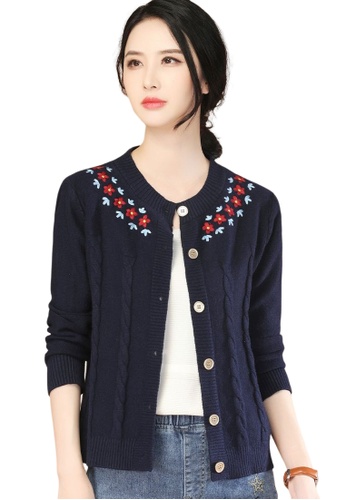 A-IN GIRLS navy Fashion Embroidered Knit Jacket 44B54AAF29A1B9GS_1