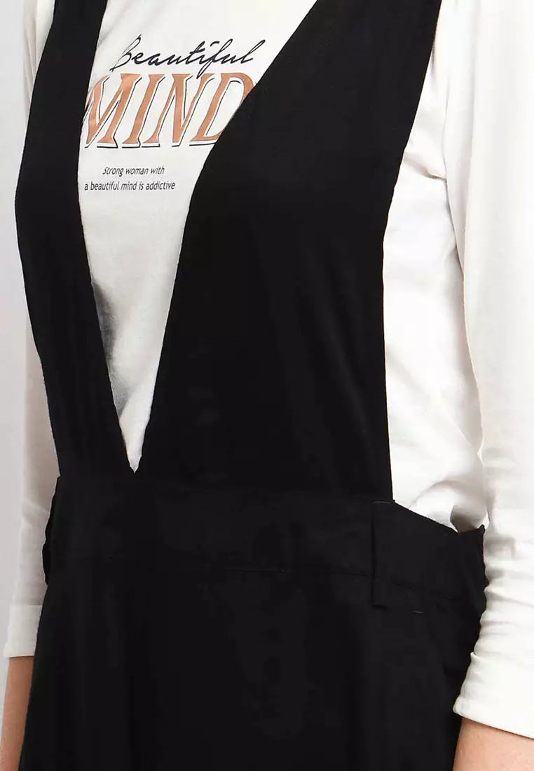 C2 Theola Black Overall Skirt Maxi