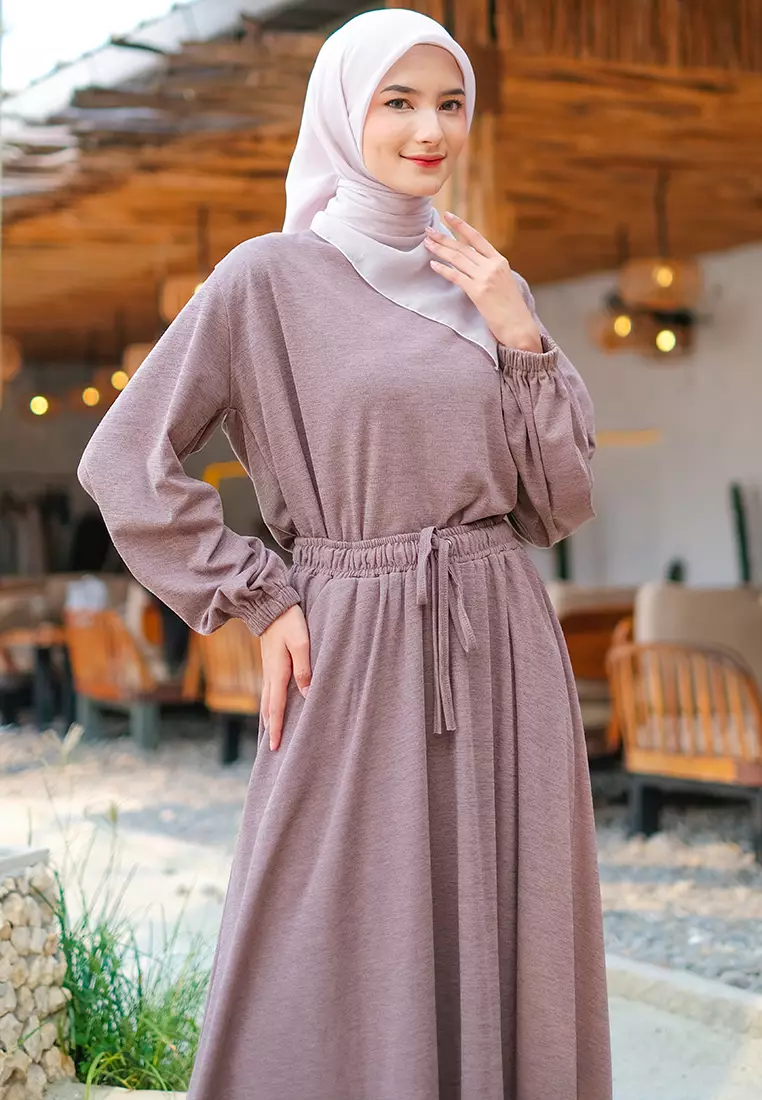 JV Hasanah Set Rok Baju Kurung Corduroy Millo | Setelan Rok Kaos Jumbo Millo