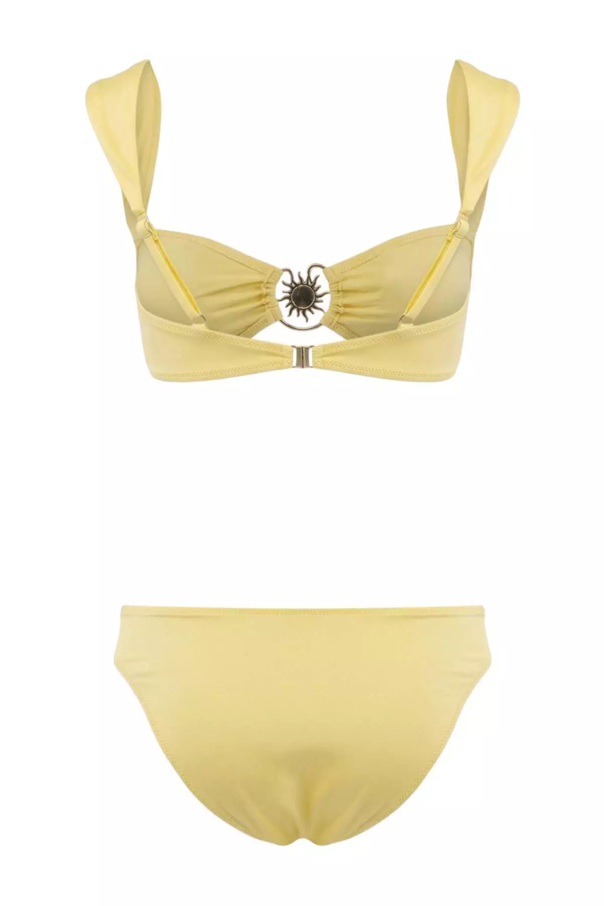 Yellow Bralette Covered Molded Regular Waist Bikini Set With Accessories Tbess25Bt61