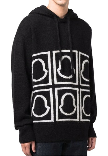 MONCLER black Moncler Jacquard-Knit Logo Sweater in Black B6C3FAAACF923DGS_1