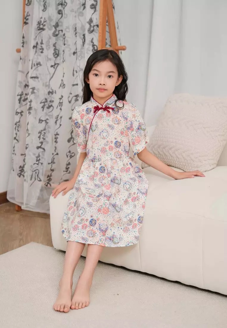 星星月亮女童漢服唐裝連衣裙0852