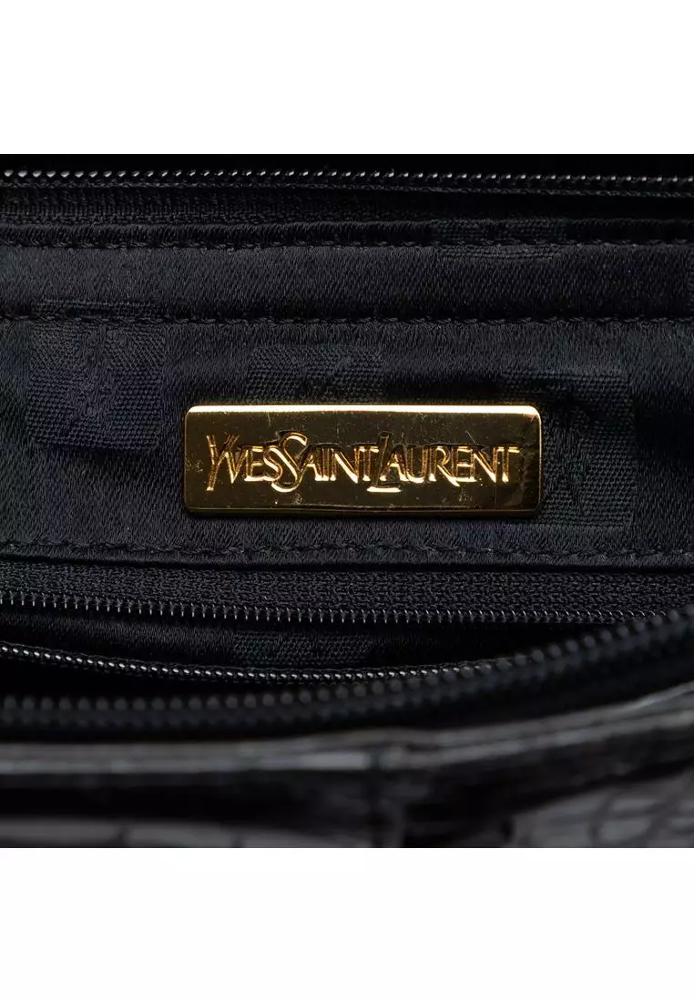 Pre-Loved Saint Laurent Croc Embossed Leather Shoulder Bag