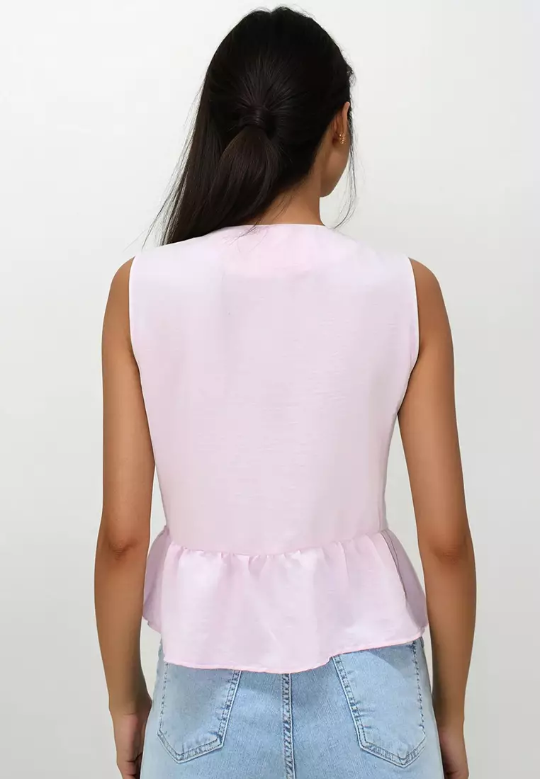 Cotton V-Neck Bow Top
