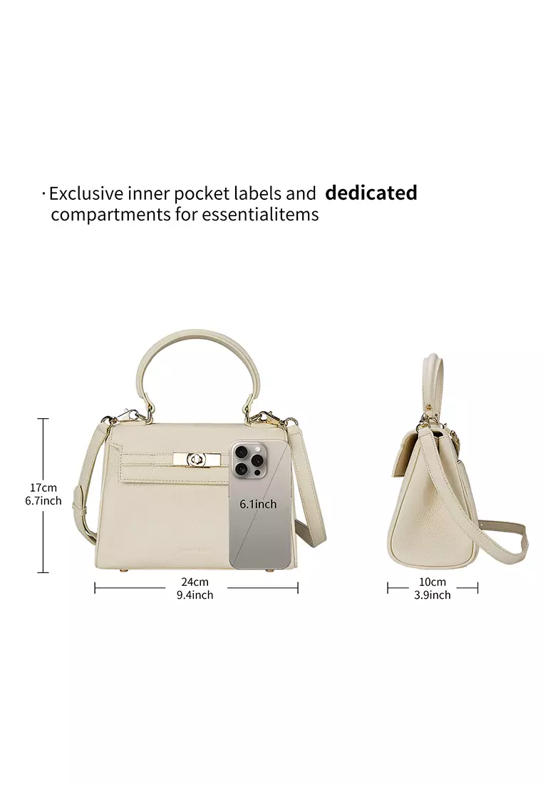 Victoria S 女士時尚休閒手提包 小號女士皮包/單肩包/斜背包/吊帶包 - 白色