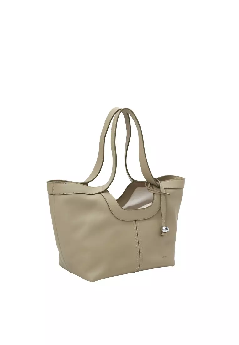 Scoop Top Basket Tote Bag - Light Toffee